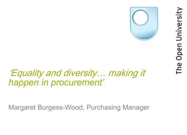 Equality and diversity making it happen in procurement