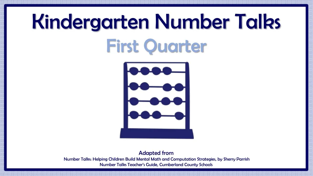 kindergarten number talks first quarter adapted