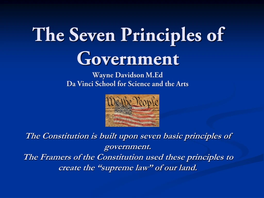 the seven principles of government wayne davidson