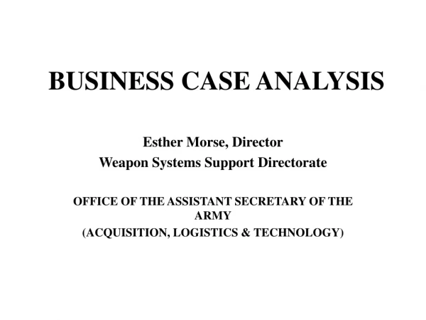 BUSINESS CASE ANALYSIS