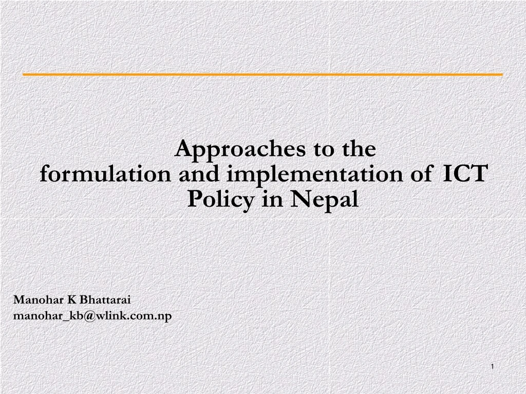 approaches to the formulation and implementation