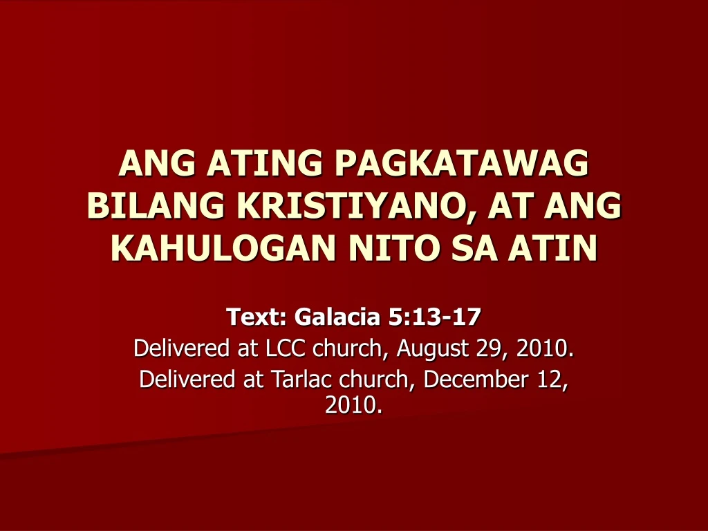 ang ating pagkatawag bilang kristiyano at ang kahulogan nito sa atin