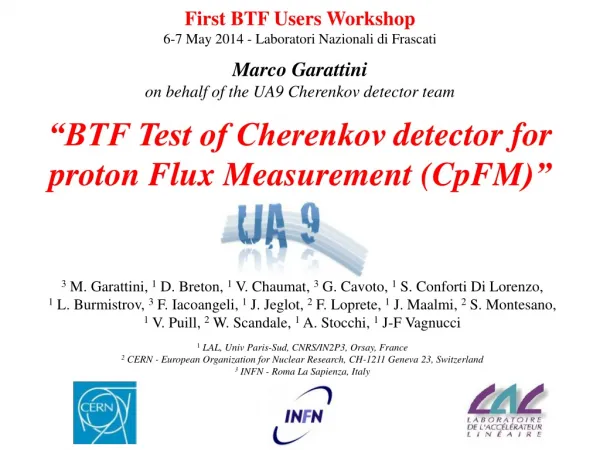 “BTF Test of Cherenkov detector for proton Flux Measurement ( CpFM )”
