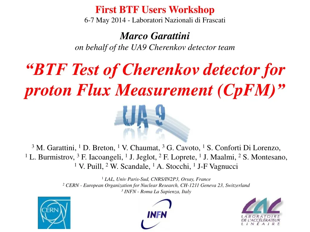 btf test of cherenkov detector for proton flux measurement cpfm