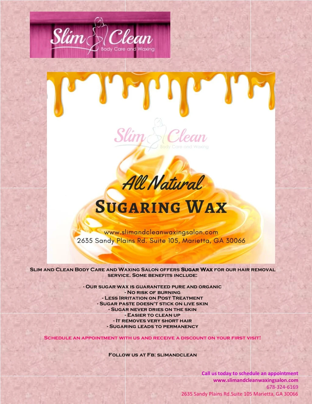 slim and clean body care and waxing salon offers