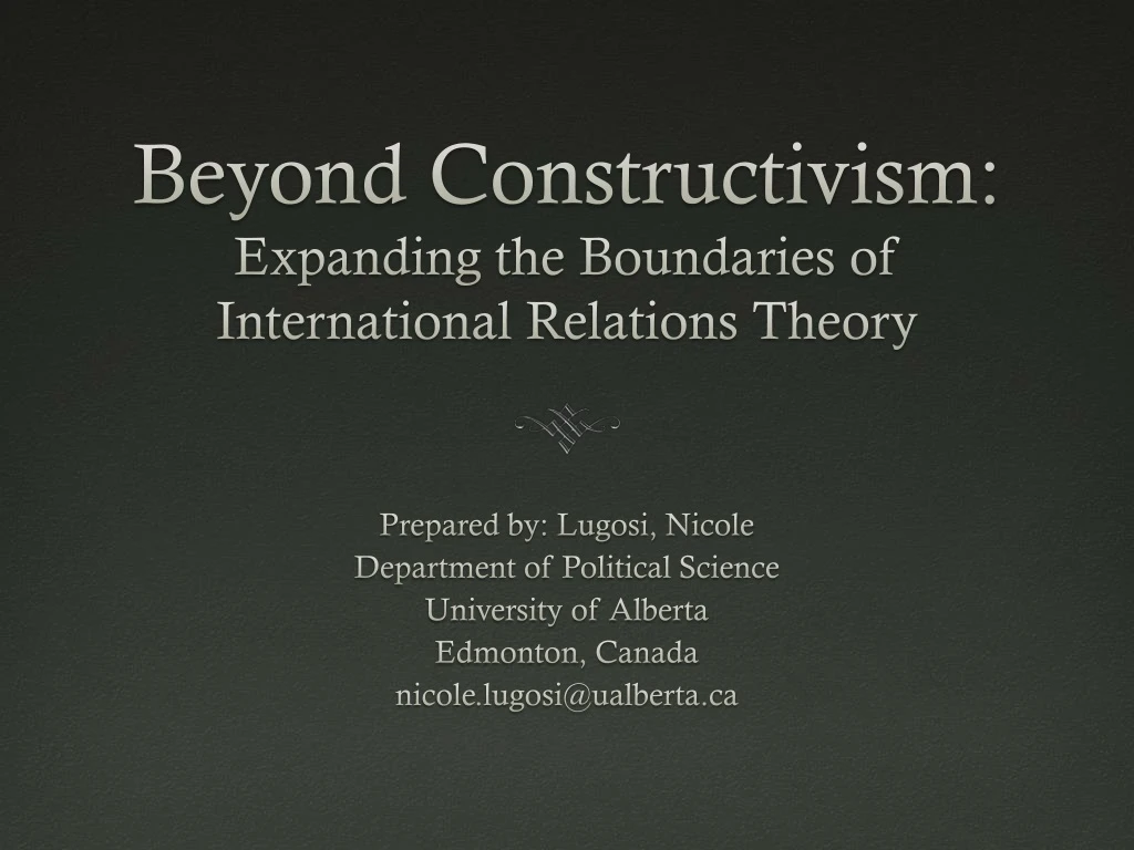 beyond constructivism expanding the boundaries of international relations theory