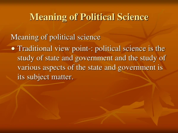 Meaning of Political Science