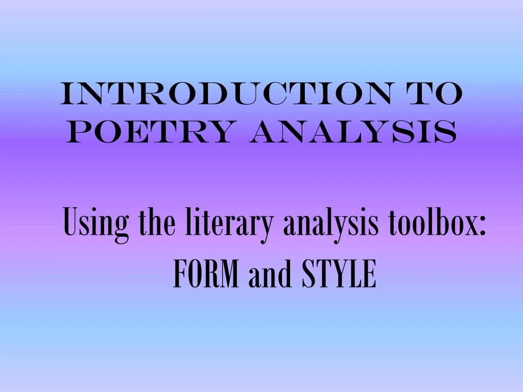 introduction to poetry analysis