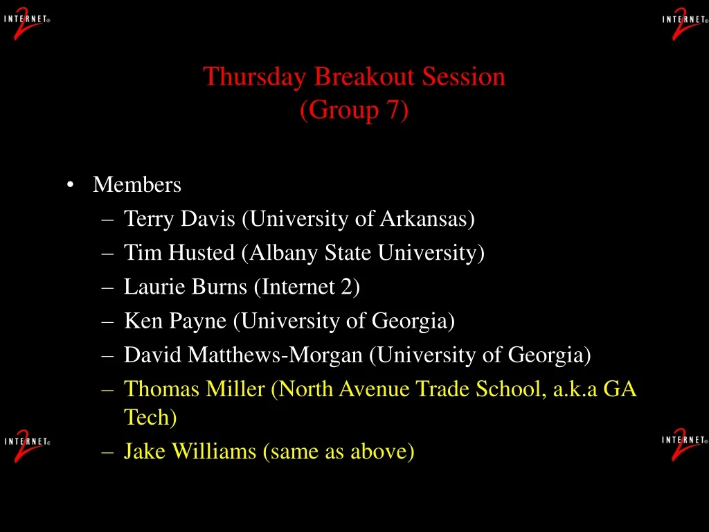 thursday breakout session group 7