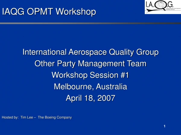 IAQG OPMT Workshop