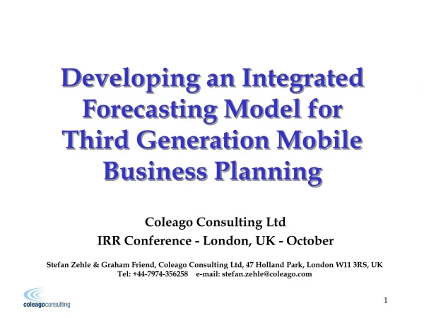Developing an Integrated Forecasting Model for Third Generation Mobile Business Planning