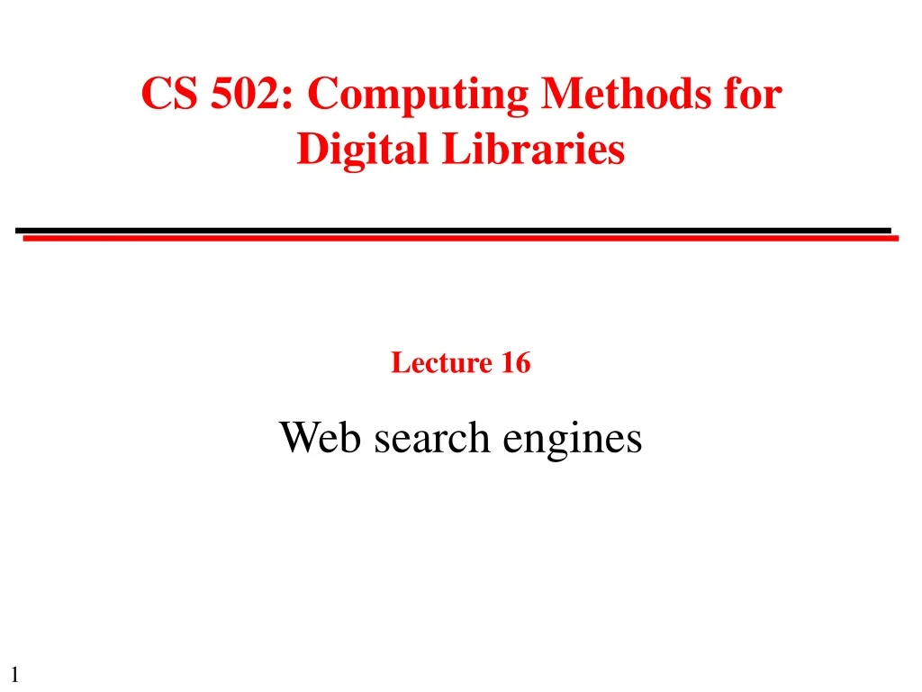 lecture 16 web search engines
