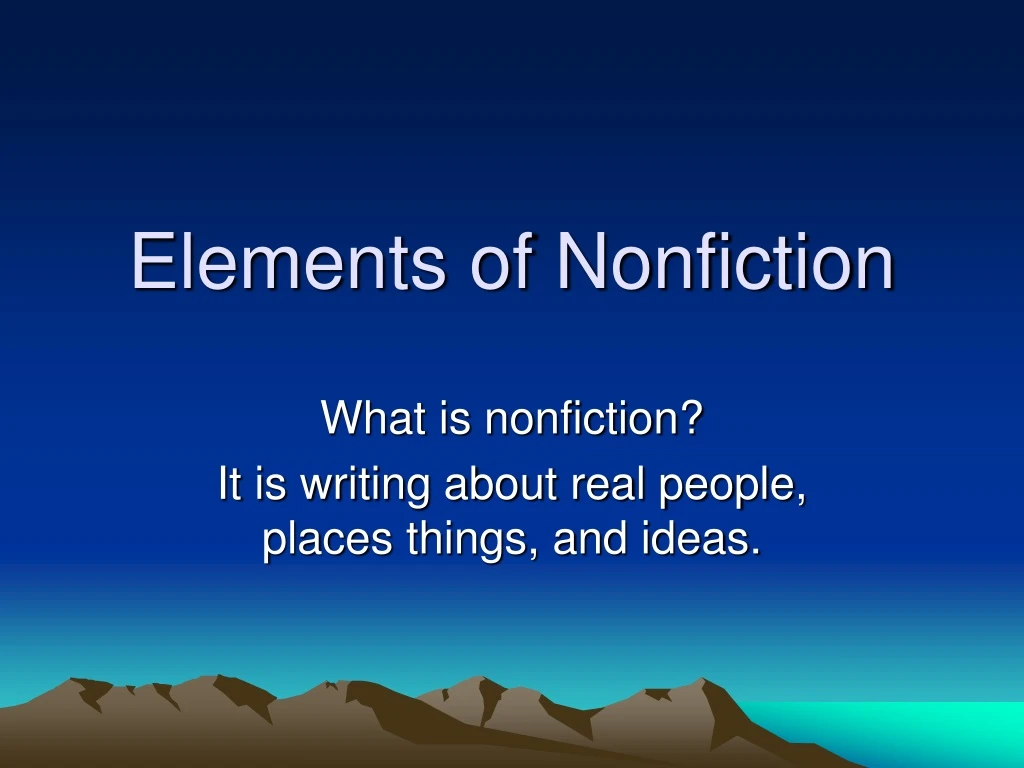 elements of nonfiction