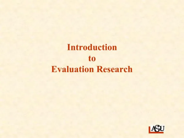 Introduction to Evaluation Research