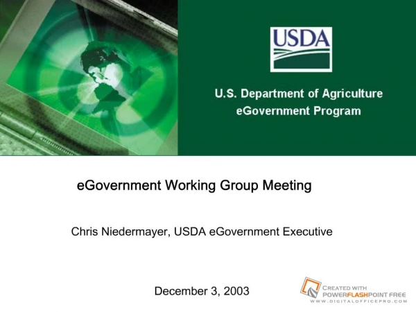 eGovernment Working Group Meeting Chris Niedermayer