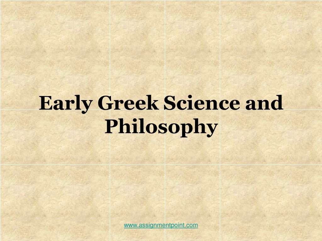 early greek science and philosophy