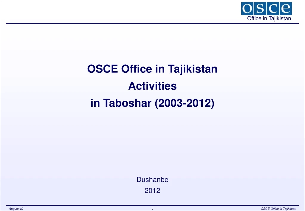 osce office in tajikistan activities in taboshar