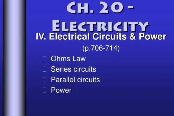Ch. 20 - Electricity