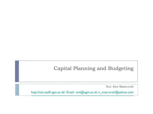 Capital Planning and Budgeting