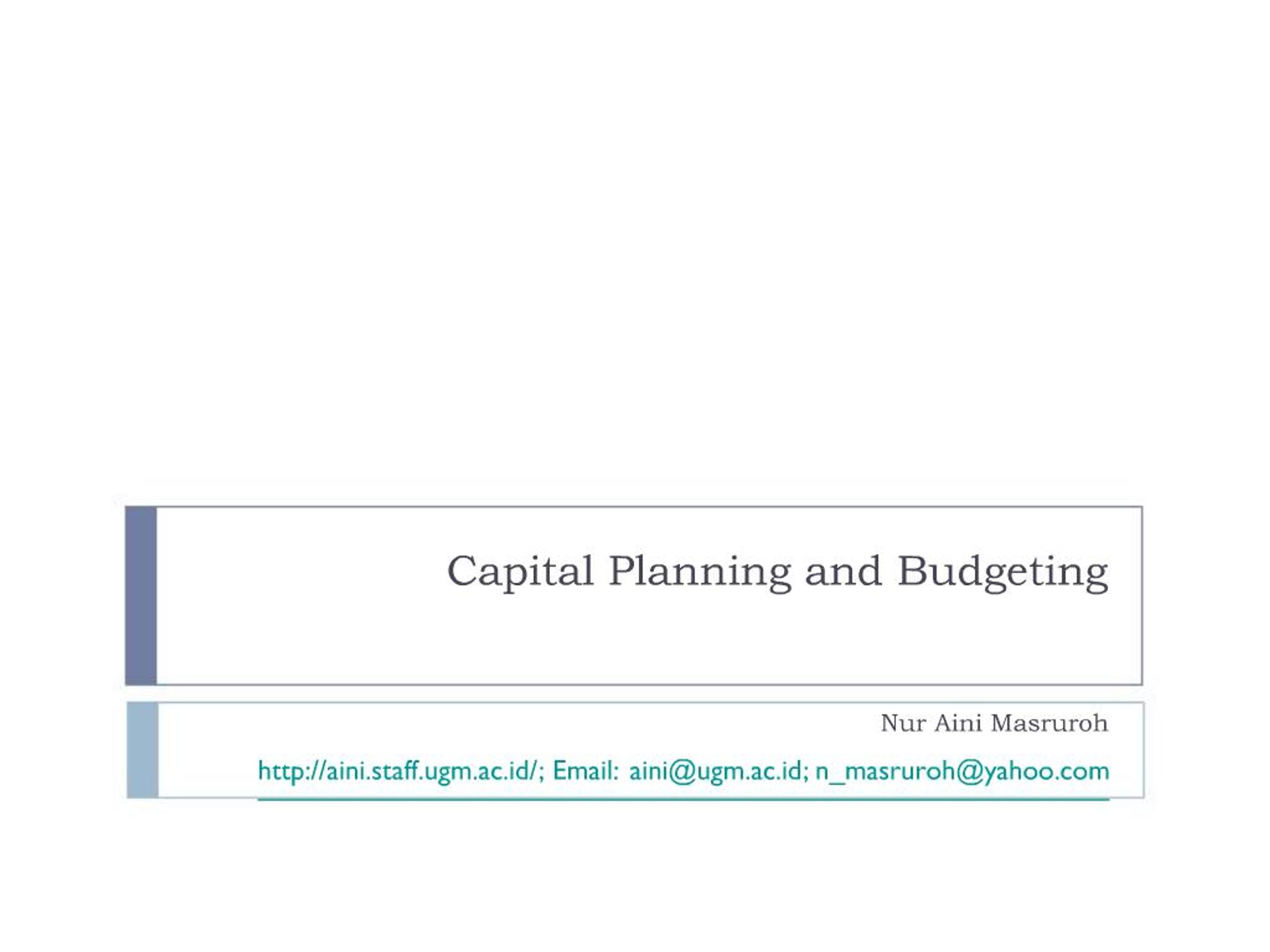 PPT - Capital Planning and Budgeting PowerPoint Presentation, free ...
