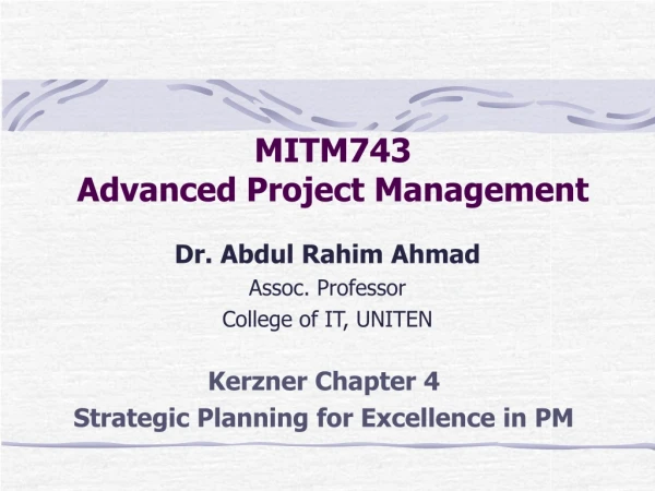 MITM743 Advanced Project Management