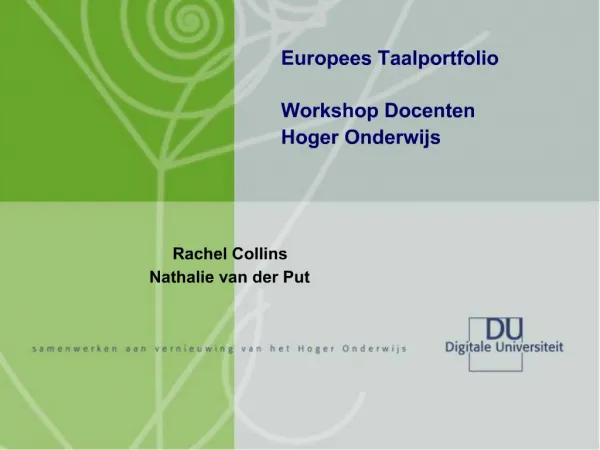 Europees Taalportfolio Workshop Docenten Hoger Onderwijs
