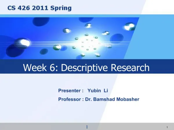 Presenter : Yubin Li Professor : Dr. Bamshad Mobasher