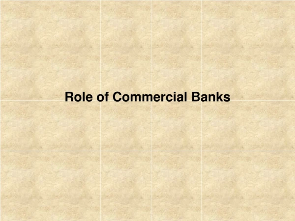 Role of Commercial Banks