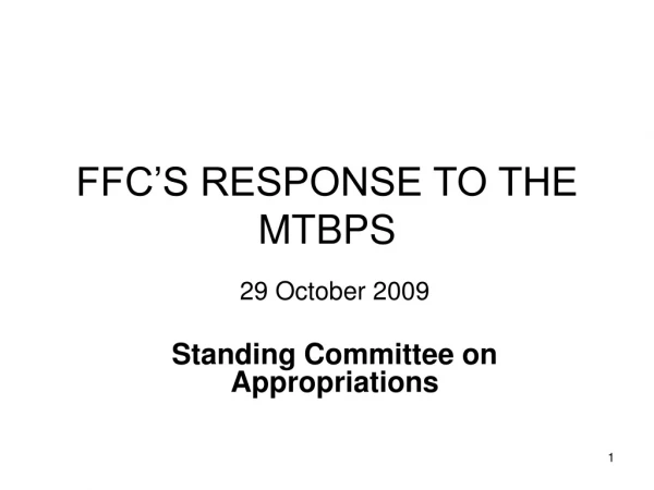 FFC’S RESPONSE TO THE MTBPS