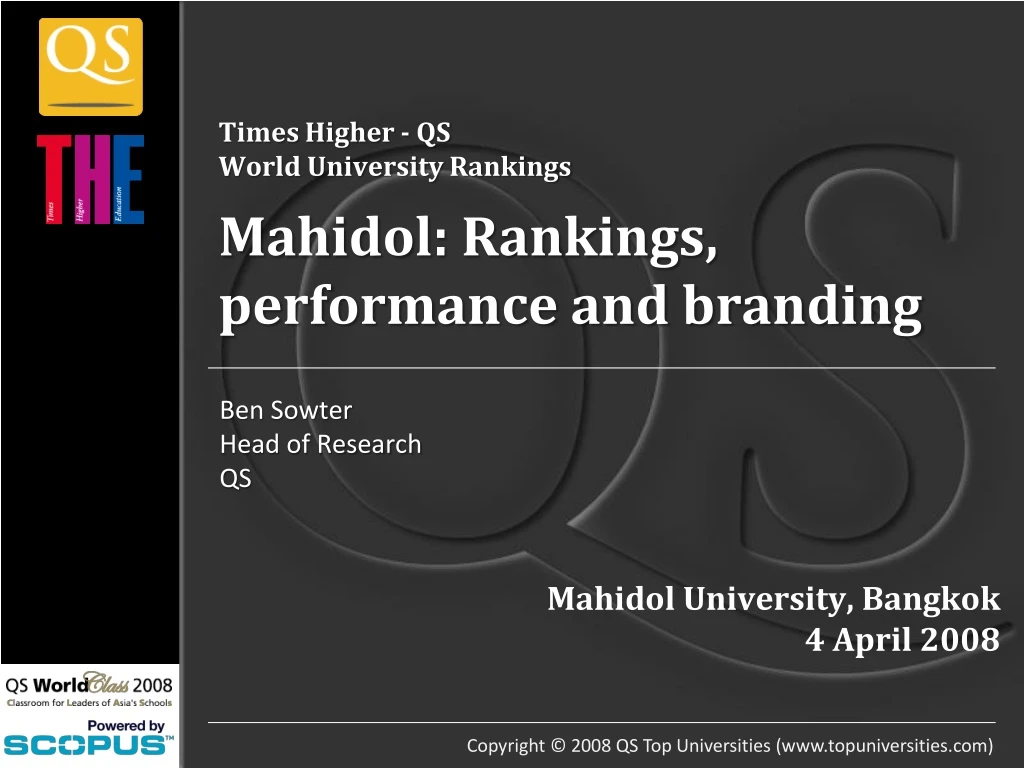 times higher qs world university rankings mahidol rankings performance and branding
