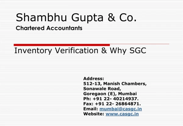Shambhu Gupta &amp; Co. Chartered Accountants