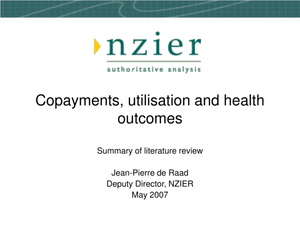 Copayments, utilisation and health outcomes