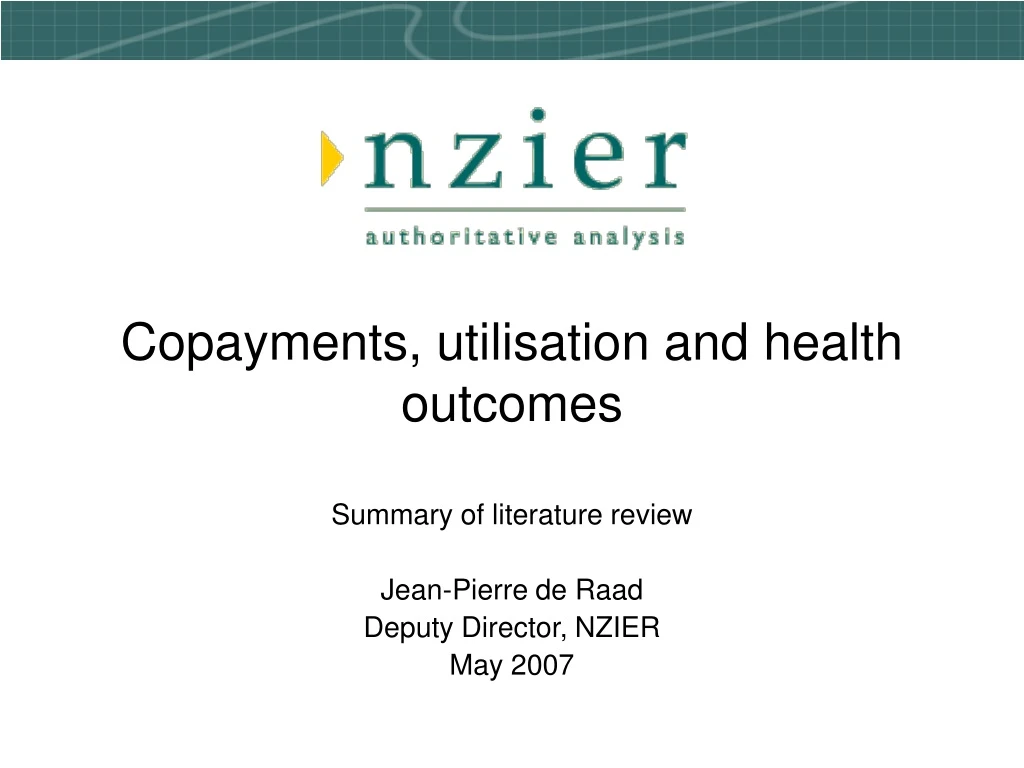 copayments utilisation and health outcomes