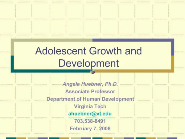Adolescent Growth and Development