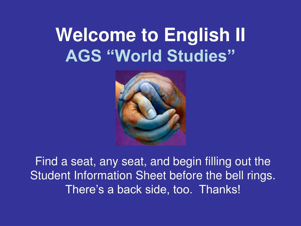 welcome to english ii ags world studies