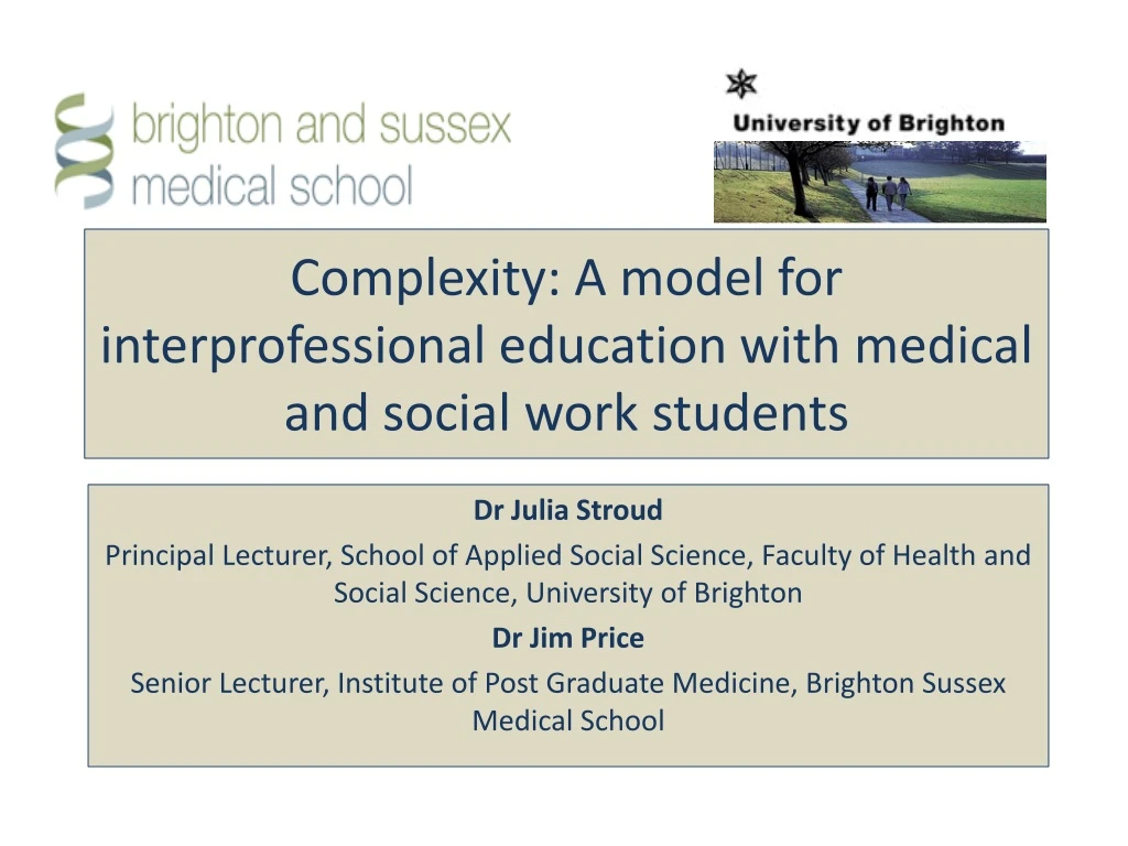 complexity a model for interprofessional education with medical and social work students