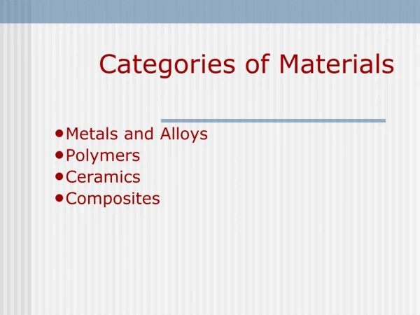 Categories of Materials