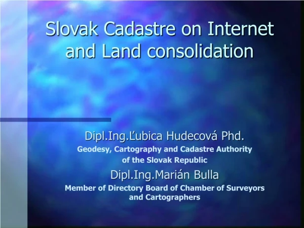 Slovak Cadastre on Internet and Land consolidation