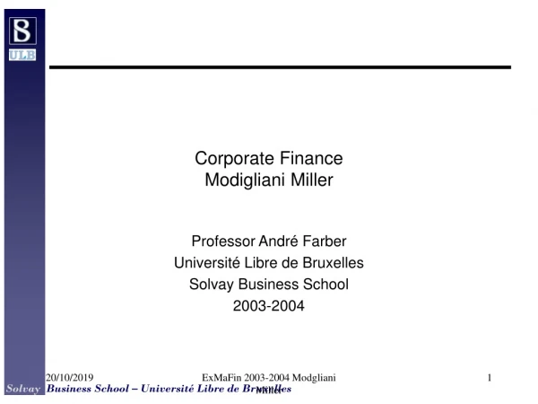 Corporate Finance Modigliani Miller