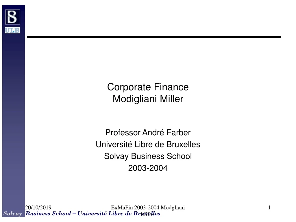 corporate finance modigliani miller