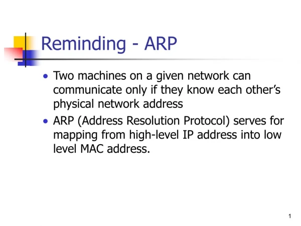 Reminding - ARP