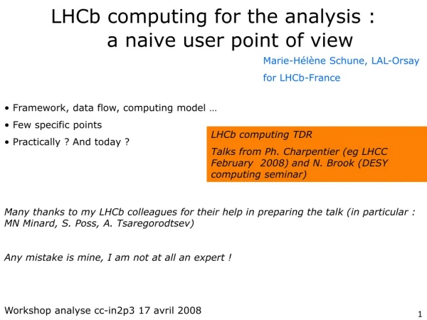 LHCb computing for the analysis : a naive user point of view