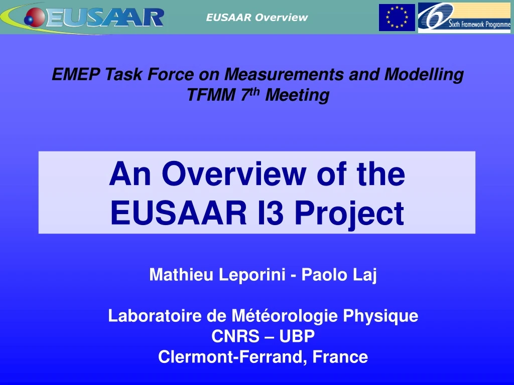 an overview of the eusaar i3 project