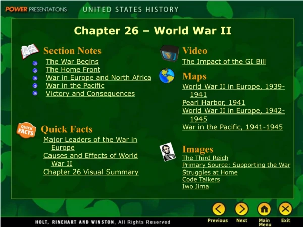 Chapter 26 – World War II