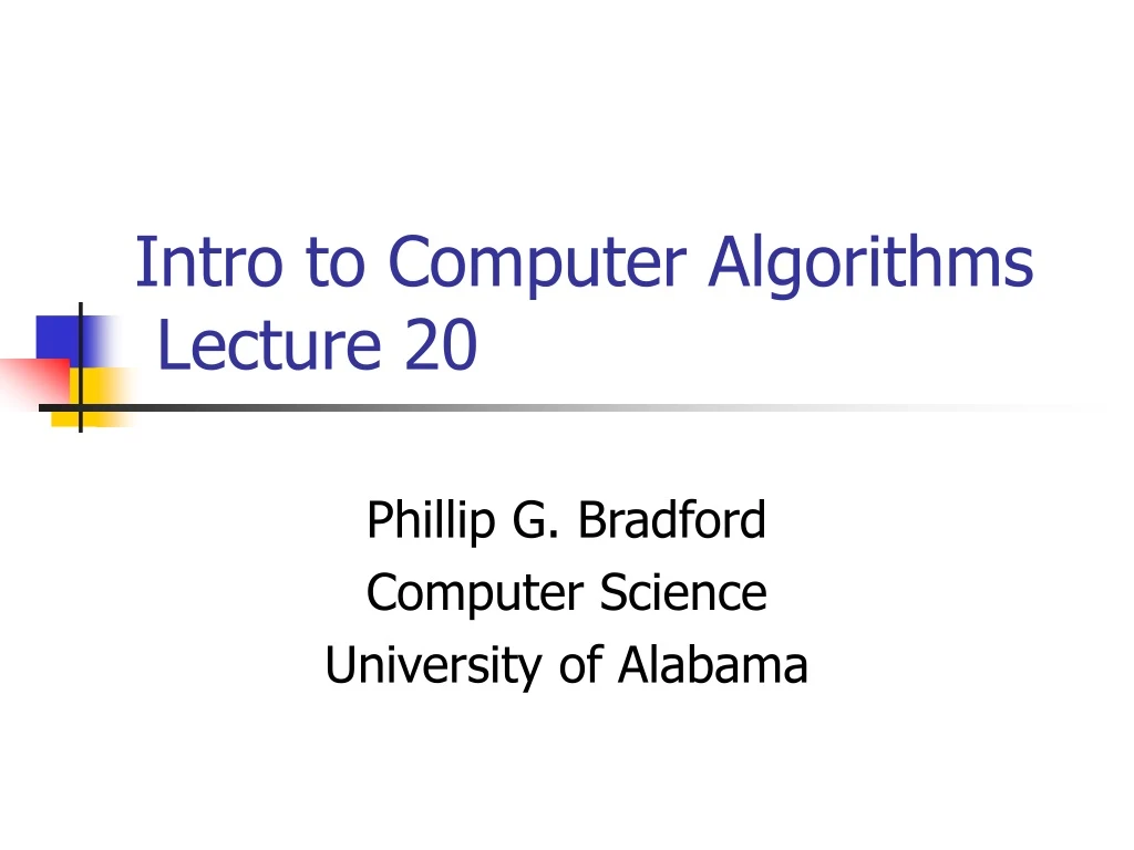 intro to computer algorithms lecture 20