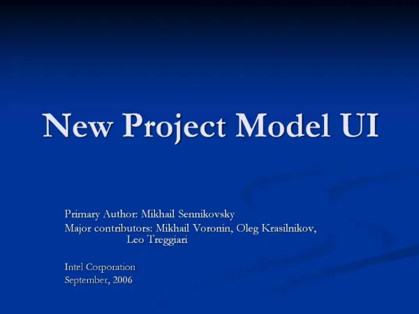 New Project Model UI