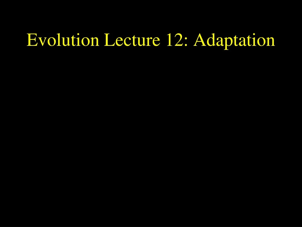 evolution lecture 12 adaptation