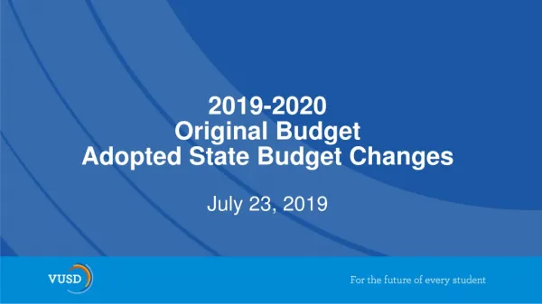 2019-2020 Original Budget Adopted State Budget Changes