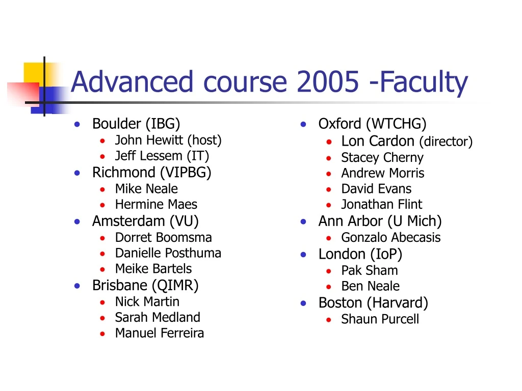 advanced course 2005 faculty