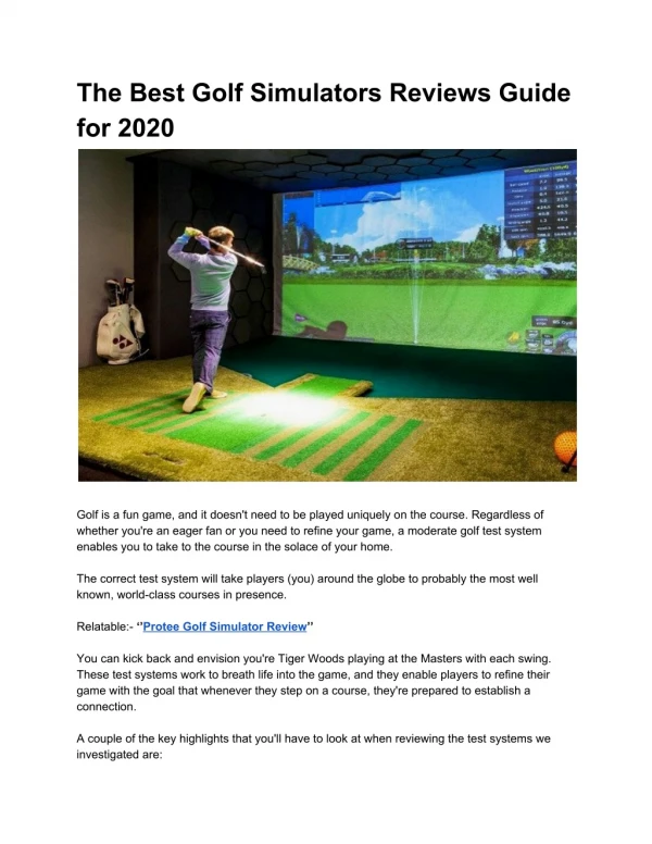 The Best Golf Simulators Reviews Guide for 2020